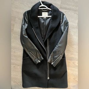 Babaton cocoon coat - faux leather and wool